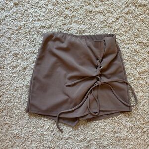 Stylish Tan/ Brown Women's Mini Skort with Tie Front